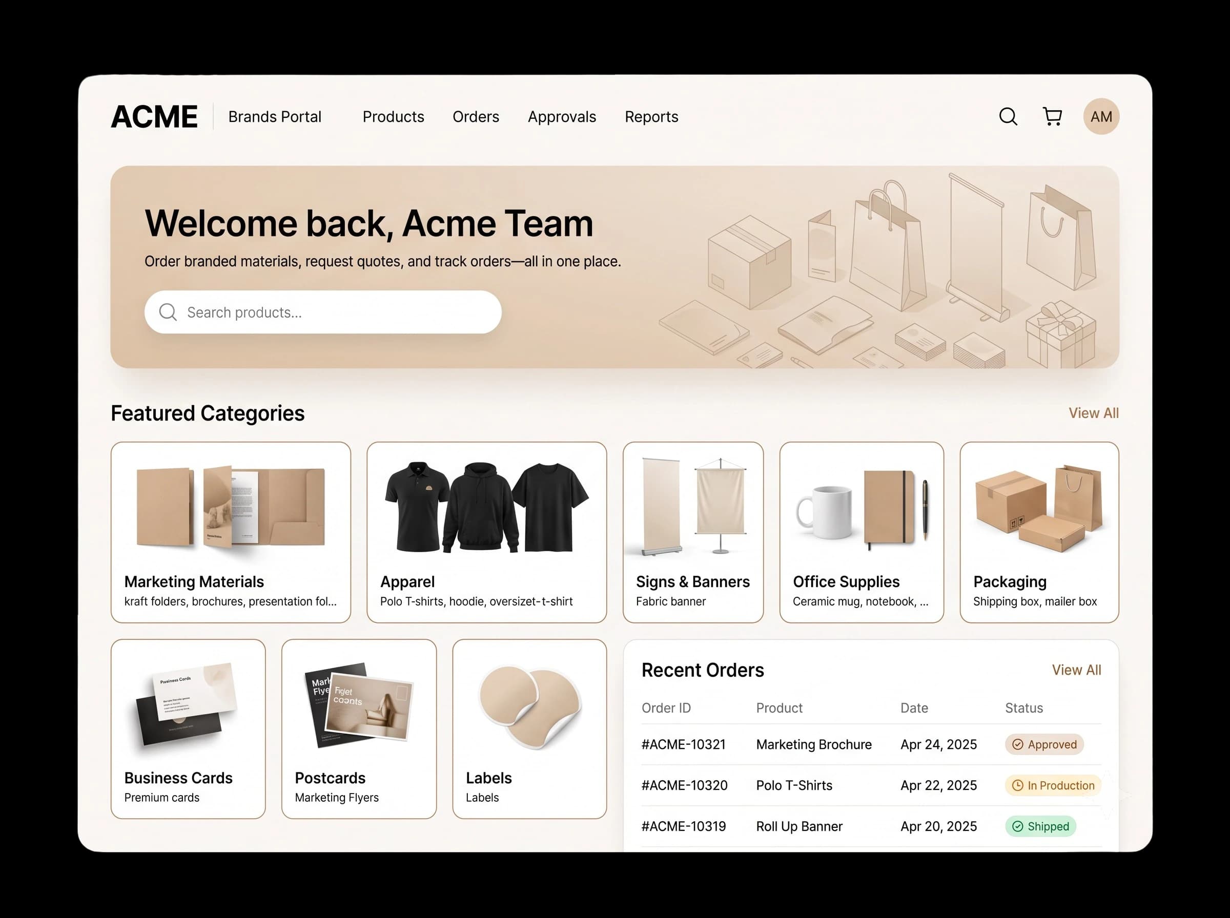 B2B Web to Print Ordering Portal Interface